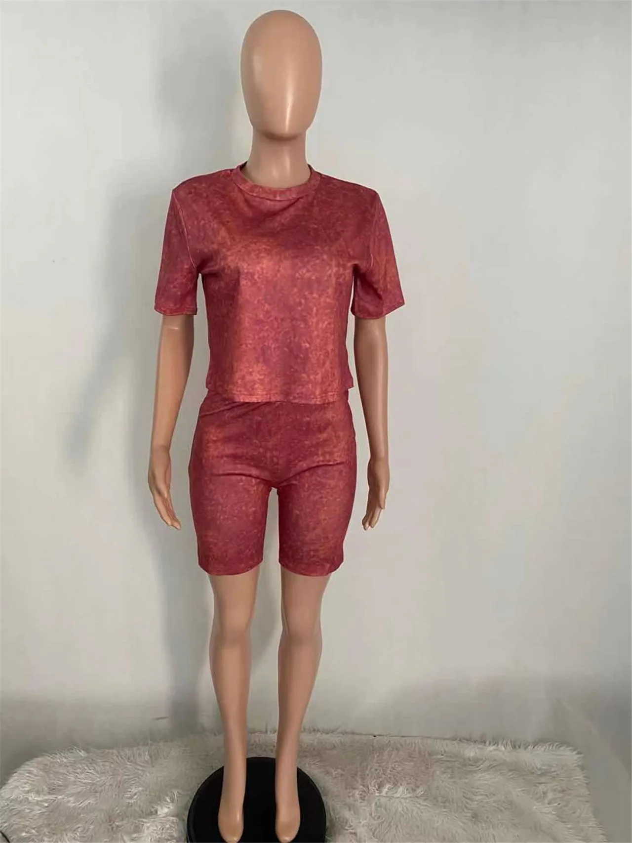 

Casual Solid Knee Length Short Sleeve T-shirt Suit Tracksuit Summer 2021