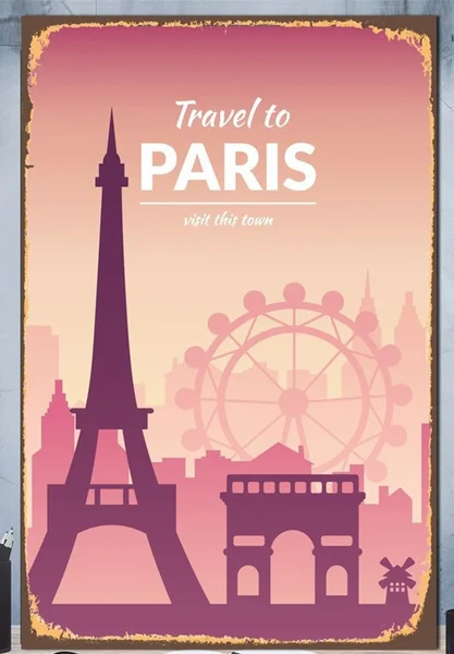 

Tin Sign Travel to Paris, Signboard, France Home Decor, Art Print Paris Metal Print, Travel Sign,Paris Print, Home Decor