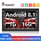 Автомагнитола Podofo, 2 din, Android 8,1, GPS, для VW Sharan Polo Mk5, Golf Passat B6, Bora, Jetta Mk4