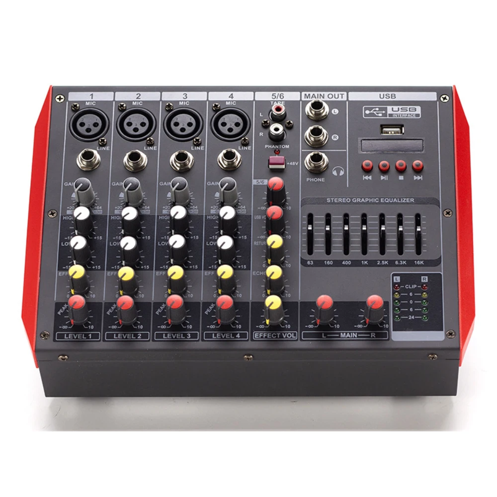 Профессиональный Мощный аудио микшер ed с Bluetooth USB MP3 DJ консоль усилителем мощности