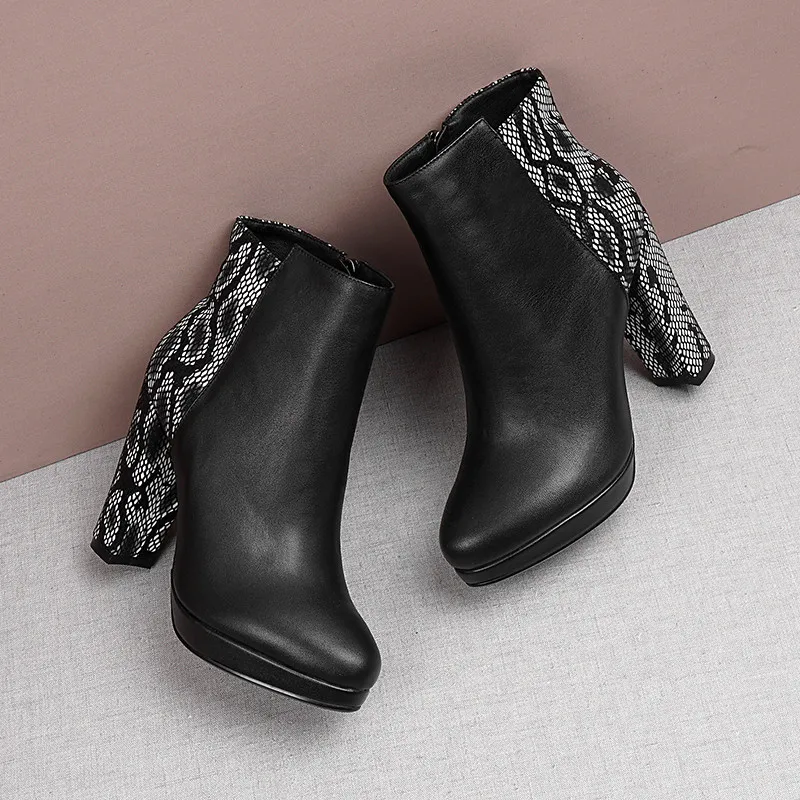 

ASUMER 2020 new genuine leather boots round toe zip ladies ankle boots mixed colors high heels autumn winter boots women