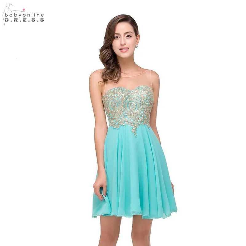 

24 Hours Shipping Lace Short Homecoming Dresses Vestido De Formatura Green Appliques A-line Mini Graduation Party Dresses