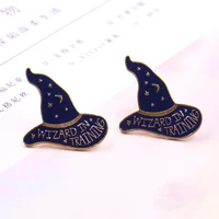 2pcs magic wizard witch hat gothic badges brooches button cartoon pins for backpack decor diy punk brooch fashion jewelry gifts