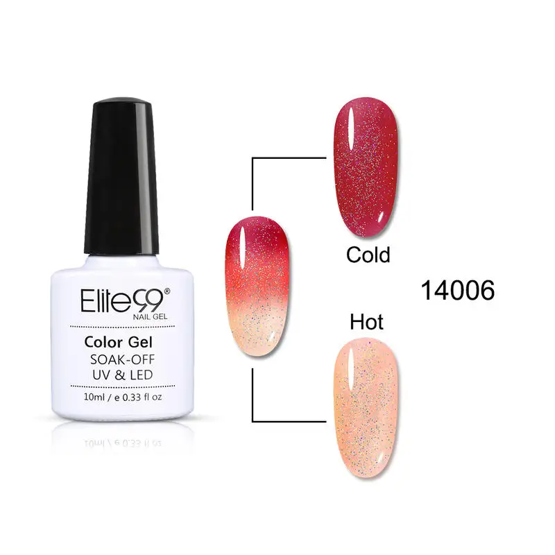

Elite99 10ml Neon Temperature Changing Color Nail Gel Polish Shiny Glitter UV Gel Nail Polish Thermal Gel Varnish For Nails Art