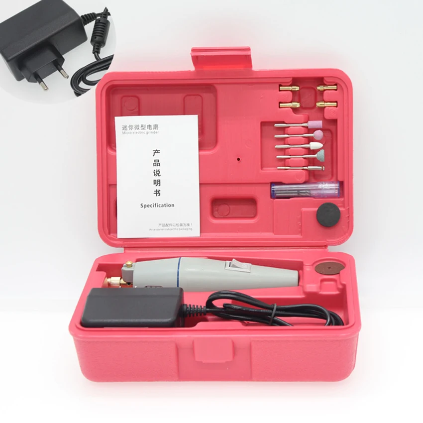 

1 Set 12V DC Mini Rotary Drill Grinder Electric Grinding Set for Polishing Drilling Cutting with Drill Bit, Chuck, Ceramic Wheel