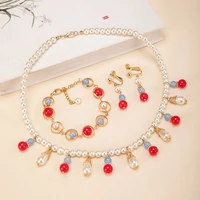 luxury fashion chinese style fake pearl necklacebraceletearring clip hanfu accessories bride jewelry set wedding anniversary
