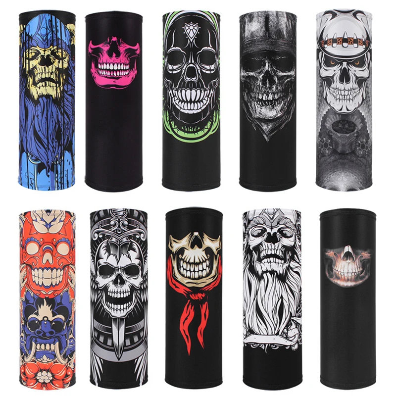 Лыжная Балаклава бандана Бесшовный шарф-труба с 3D рисунком черепа дышащий