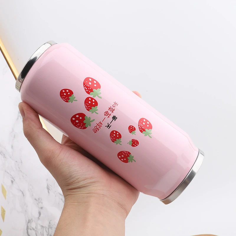 Милая Клубничная Изолированная бутылка для воды из нержавеющей стали