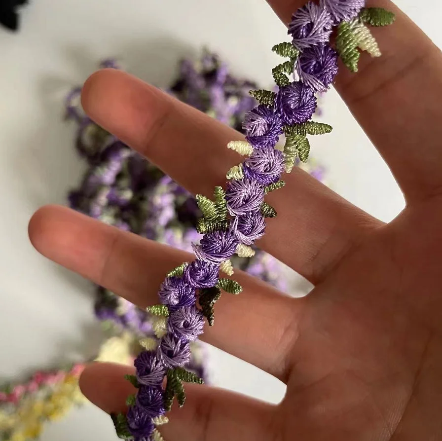 Водорастворимая Полиэстеровая кружевная лента с цветочной вышивкой 2 ярда | Дом и