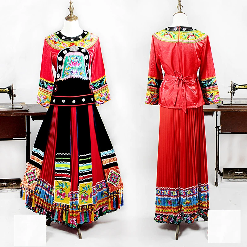 Свадебное платье Hmong китайские костюмы одежда с этнической вышивкой