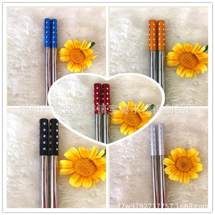 

304 Stainless Steel Diamond Chopsticks Hollow Heat Resistant Household Hotel Tableware Gift Set Chopsticks Set