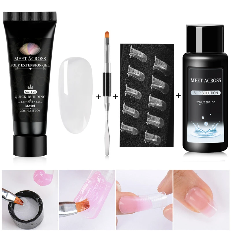 Многоцветные Гелевые наборы для наращивания ногтей французский лак прозрачный
