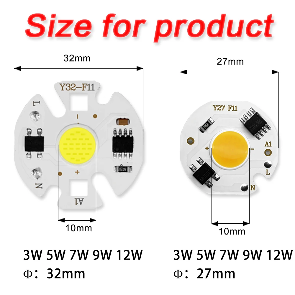 COB светодиодный ламповый чип 220V Smart IC, без необходимости драйвера, светодиодный ламповый прожектор, светильник для точечного освещения 3W 5W 7W 10W 12W Diy, светильник ing, светильник