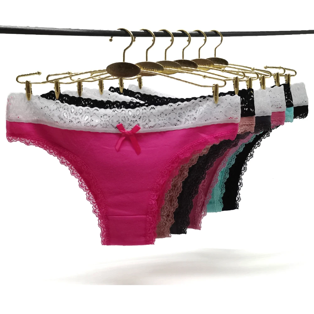 

6Pcs/Lot Women Fashion Cotton Briefs Sexy Panties Lace Panty Bikini Style Female Lingerie Low-Rise Soft Ladies Underwear Cotton