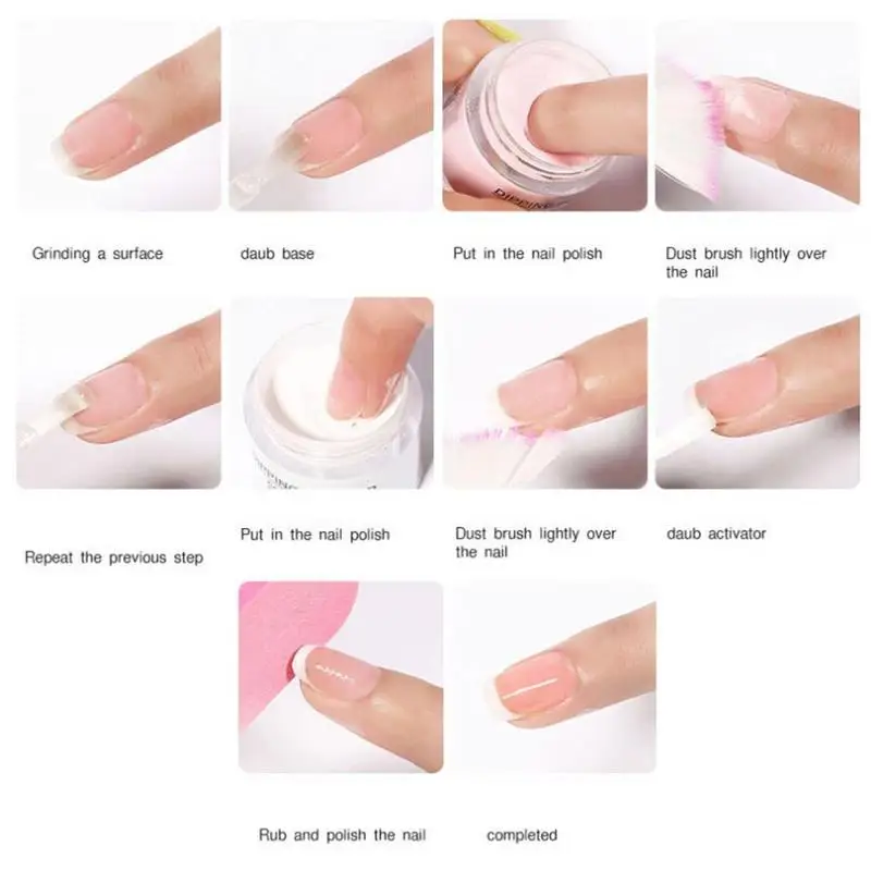 

1set Nail Powder Pigment Nail Infiltration Powder Set Natural Professional Glittery Sealant Set Kit Desiccant 10ml Nail Dry O4C9