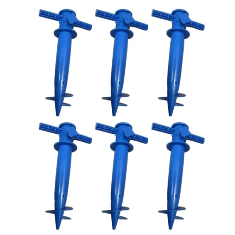 

6Pcs Beach Umbrella Stand Spike Fishing Pole Sun Umbrella Base Plug Accessories Ground Anchor Beach Umbrella Plug