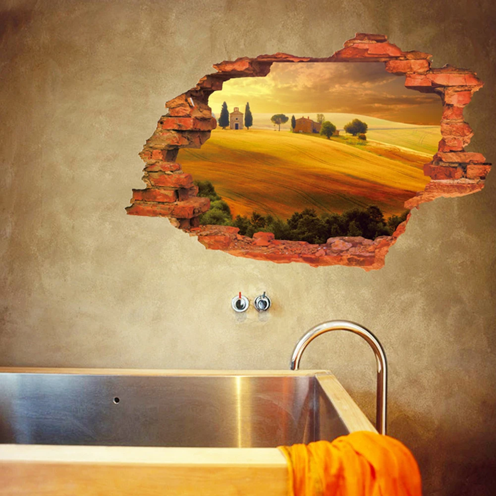 Новинка 2020 объемный пейзаж на сломанную стену С закатом домашнее украшение