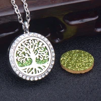 round shape stainless steel aromatherapy necklace flower butterfly magnetic essential oil diffuser open locket pendant vintage