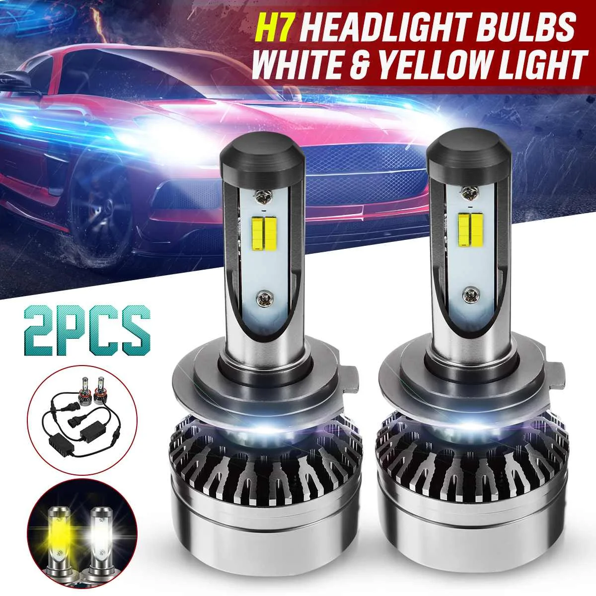 

2pcs Mini Canbus Lampada Duel Color H4 H7 LED Car Headlight 16000LM Lamp H7/H8/H11 Waterproof Fog Lights Bulbs DC12-24V