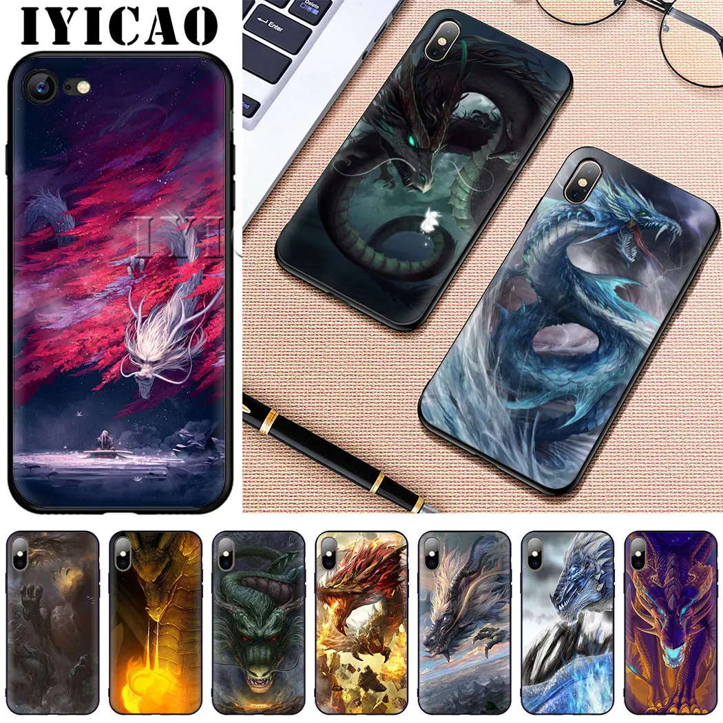 Мягкий силиконовый чехол для телефона с китайским драконом iPhone 11Pro Max Xr Xs X 6 6S 7 8 Plus