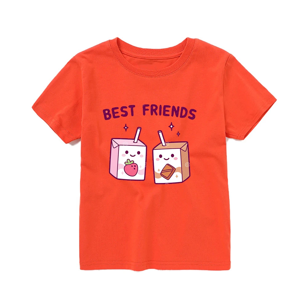 

Summer Lovely Cartoon Milk Box Loose Child T-Shirt Sweet T-Shirts Japan Harajuku Boy Girl Vintage Female Korean Kawaii Tops