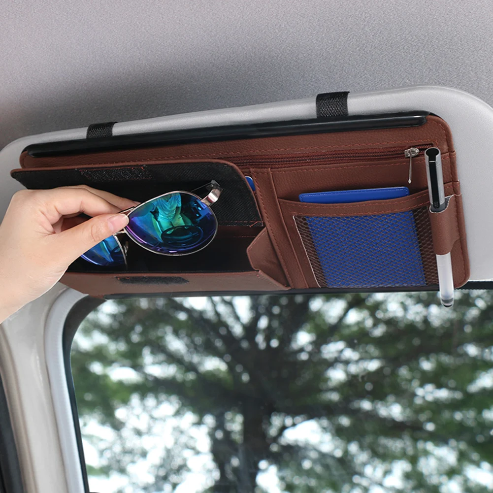 

Universal Car Sun Visor Organizer Bill Pen Card Storage Holder Sunglasses Case Outdoor Personal Car Parts Decoration