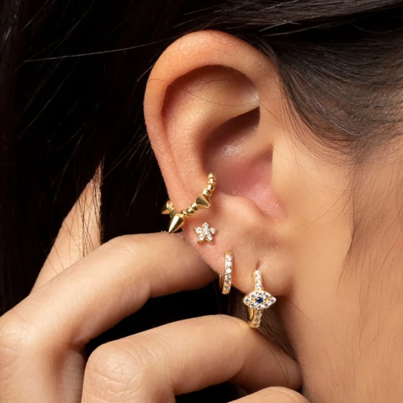 Очаровательные серьги от сглаза маленькие петли из стерлингового серебра 925