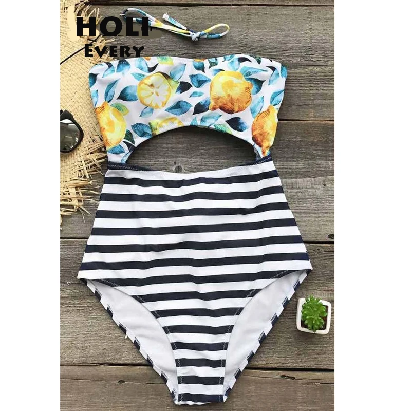 Монокини в полоску цельный купальный костюм женский Женская купальная одежда