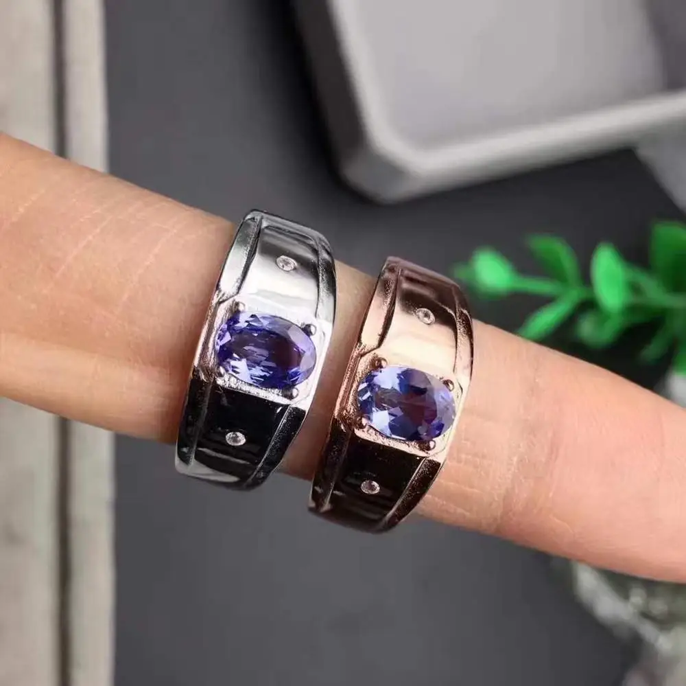 Кольцо мужское из натурального и настоящего танзанита ювелирные украшения