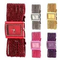 30 dropshipping hot watch multi layer bead chain rhinestone inlaid alloy stylish women quartz bracelet watch for gift
