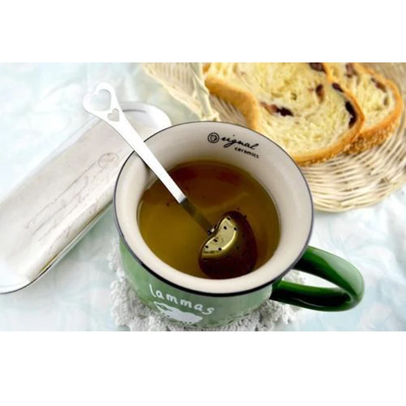 

Heart Shape Stainless Steel Tea Infuser Spoon Strainer Steeper Handle Shower
