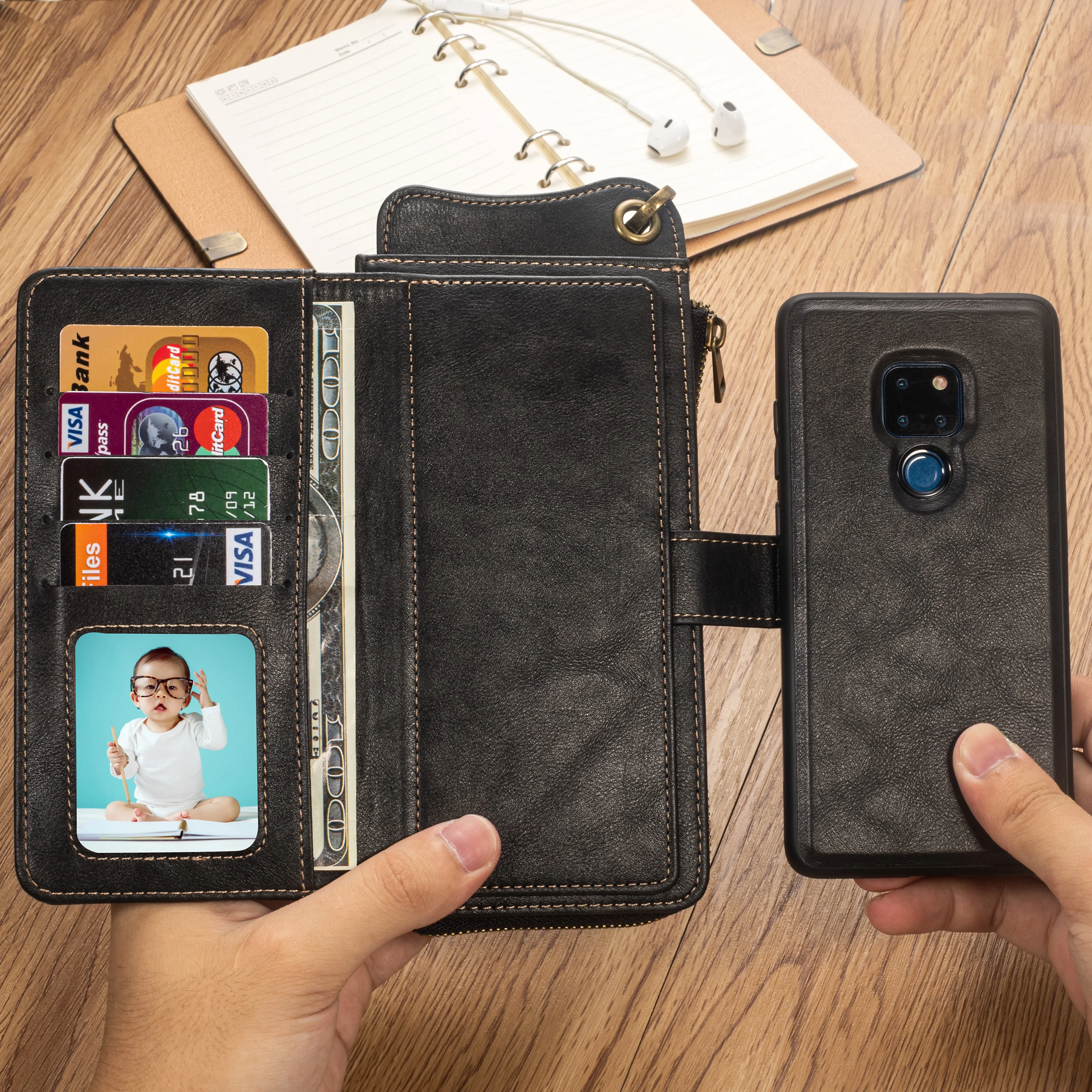 Роскошный многофункциональный кожаный чехол-бумажник с откидной крышкой для huawei