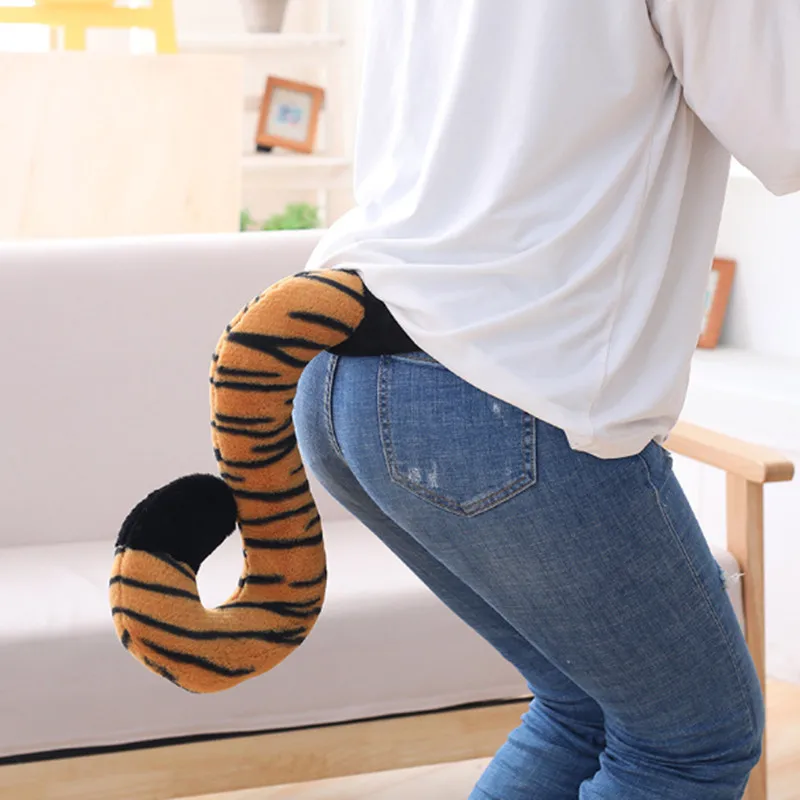 

1pc Animal Tail Toy Plush Tail Halloween Cosplay Party Creative Cute Tiger Leopard Animal Tail Plush Toy Funny Decoration