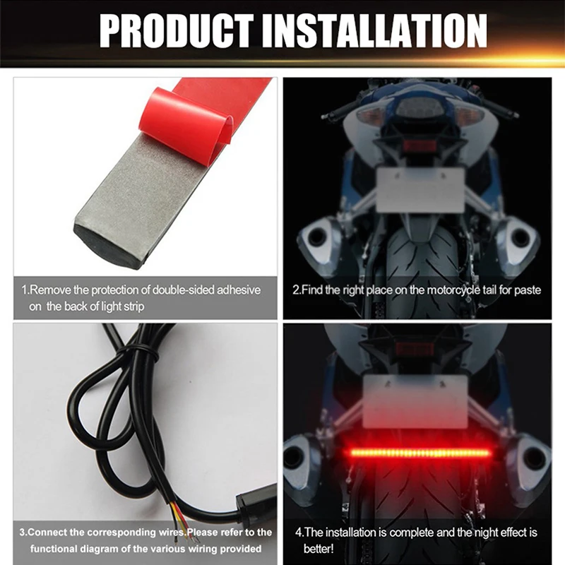 33LED Универсальный мотоциклетный светильник гибкий задний ленточный стоп-сигнал