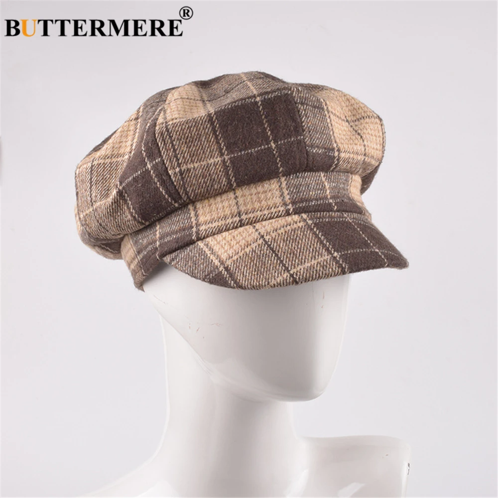 Женская шапка BUTTERMERE зимняя клетчатая кепка газетчика шерстяная британская ретро