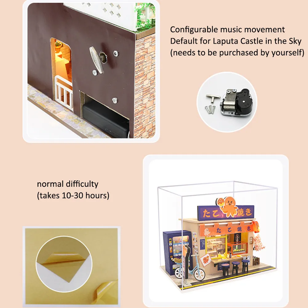 

Newborn Baby DIY Miniature Dollhouse Assembled Cabin Wooden Beautiful Japanese Style Dessert Shop Model Mini Doll House Art Gift