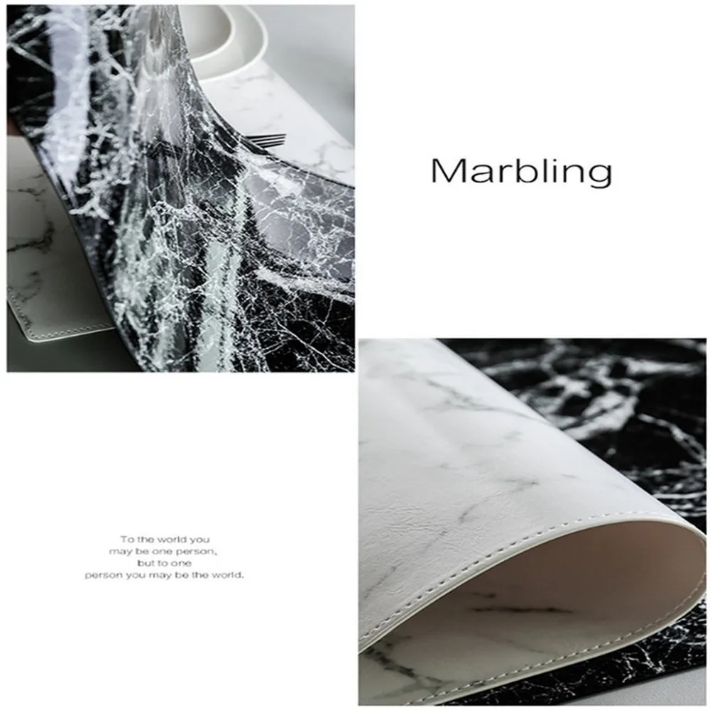 Placemat 45X32CM Luxury PU Leather Waterproof Table Mat Black White Marble Pattern Placemat for Dining Table Water Coasters Home