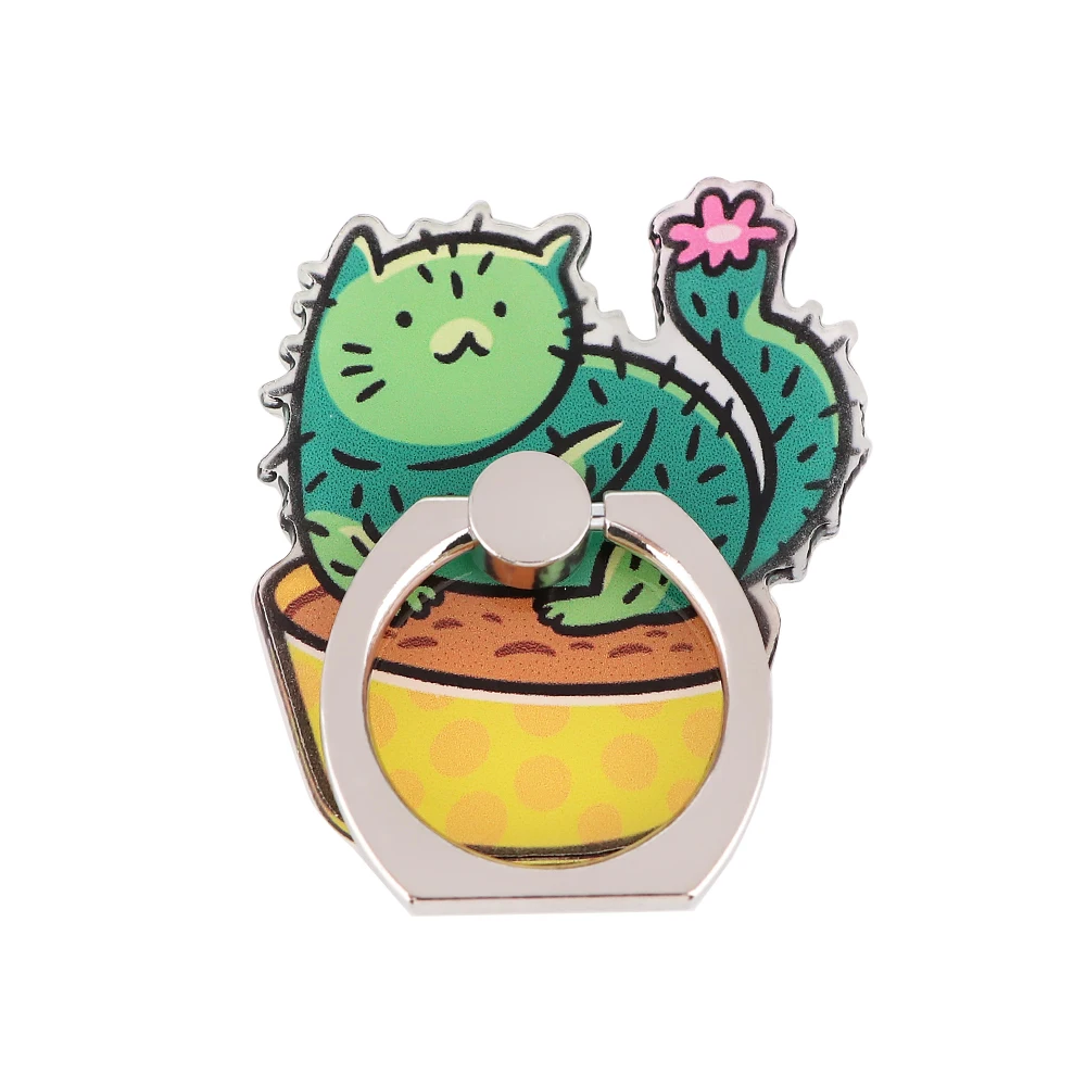 

JF1139 360 Degree Cute Cat Finger Ring Smartphone Stand Holder Cactus Universal Cell Phone Holder Stand For Phone
