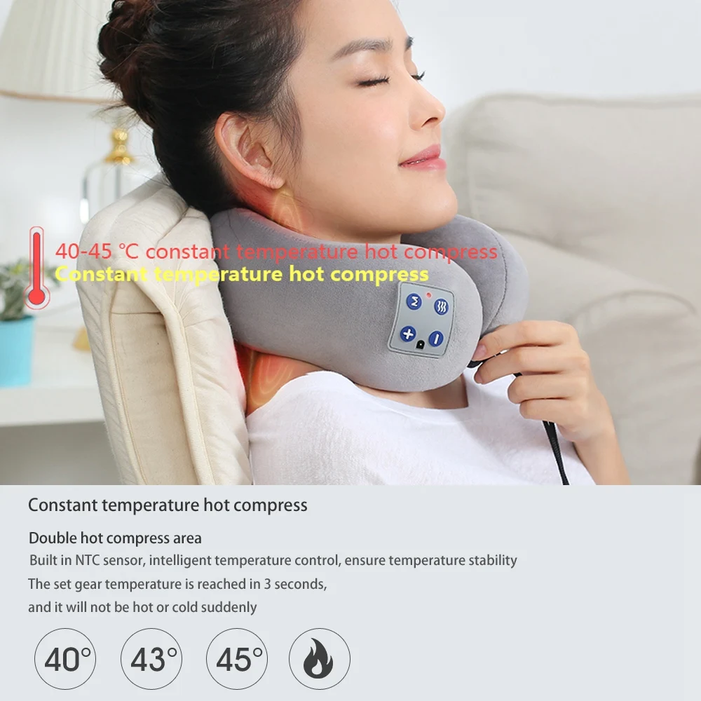 

Electric Neck Massager U Shaped Pillow Multifunctional Portable Shoulder Cervical Travel Home Car Relaxing Heated Massager Gift
