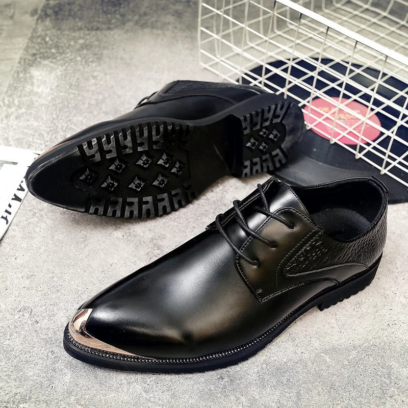 

Luxury Brand Men Business Dress Shoes Classic Man Pointed Toe Dress Shoes Leather Wedding Party Shoes Oxfords Formal Shoes IV