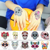 20pcsset skull tattoo stickers no repeat waterproof temporary colorful body art disposable tatouage temporaire