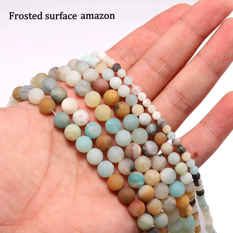 

4/6/8/10/12mm Natural Dull Polish Matte Amazonite Stone Beads Round Loose Spacer Bead For Jewelry Making 15'' DIY Bracelet