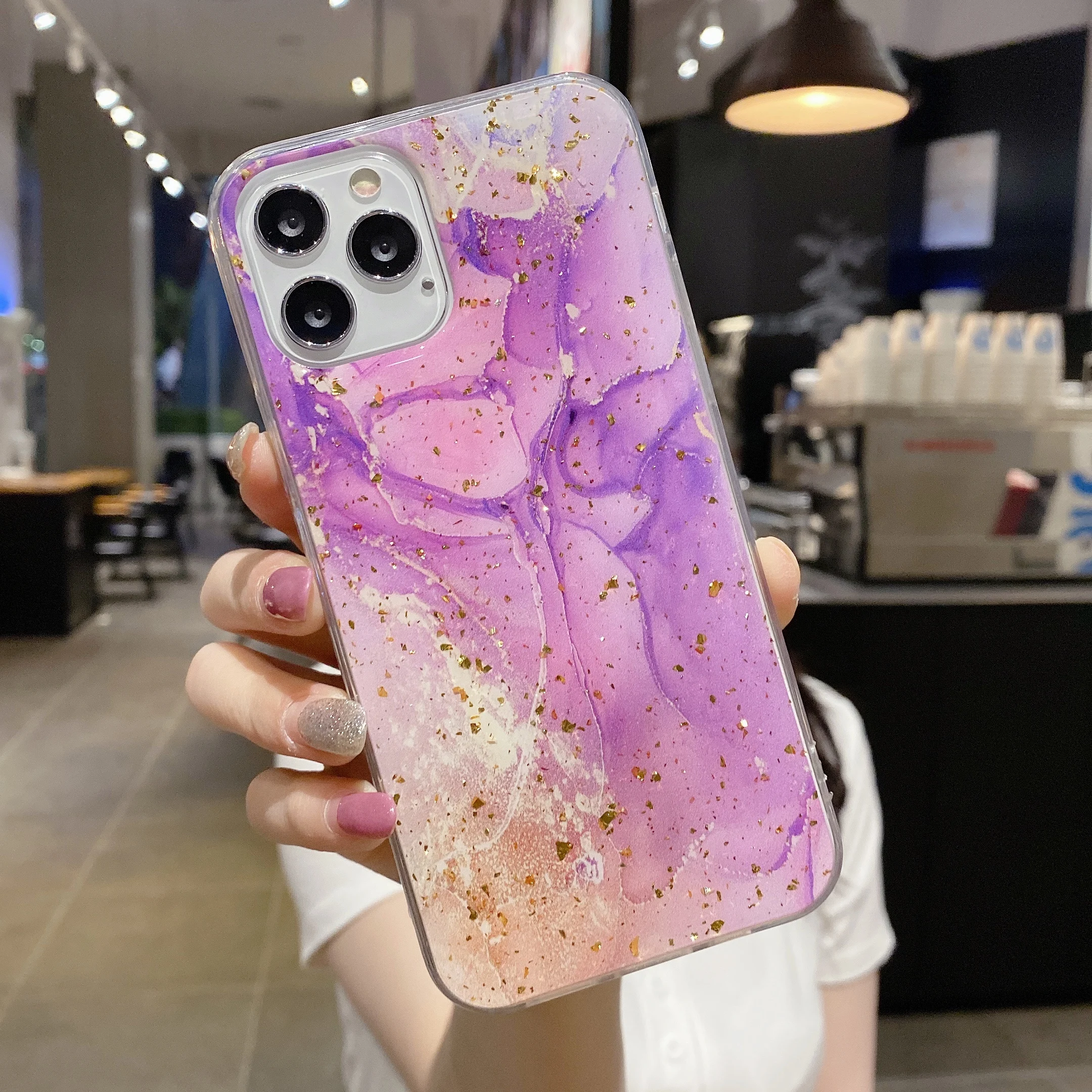 

Phone Case For Xiaomi Redmi Note 10 10S PRO Fashion Irregular Luxury Glitter Gold Foil Marble Stone Texture Anti-fall Shockproof
