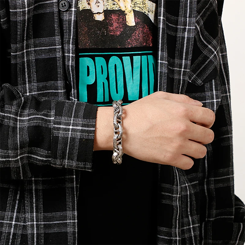 Мужской винтажный браслет-цепочка KALEN матовая цепь 24 см из нержавеющей стали в