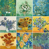 diy coloring by numbers van gogh paintings kinds of sunflowers impression irises pictures paints by numbers home decor gifts