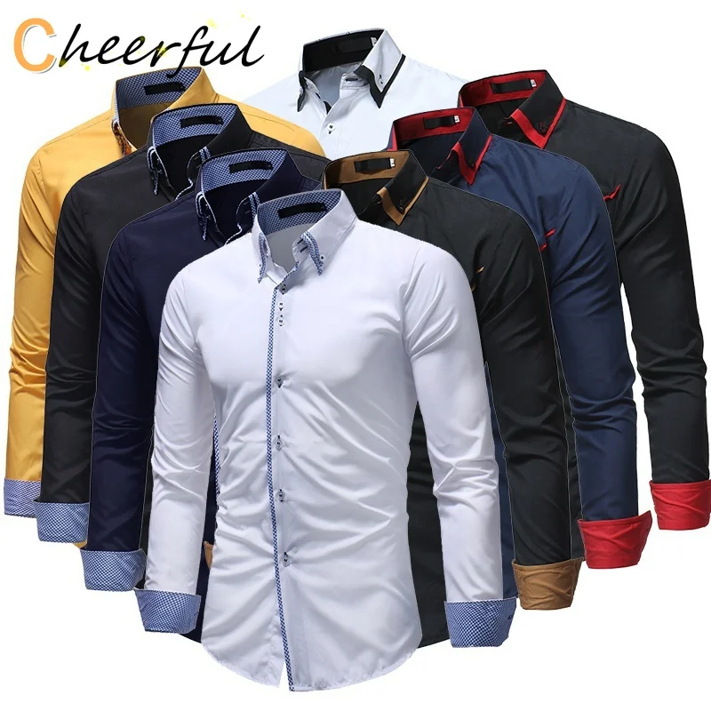 

Рубашка мужская с воротником на пуговицах и длинным рукавом