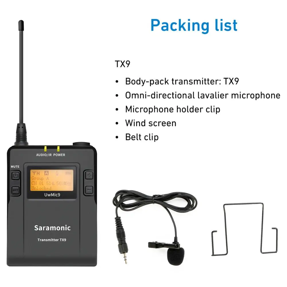 Saramonic UwMic9 TX9 96 Channel Bodypack передатчик с петличным микрофоном|Микрофоны| |