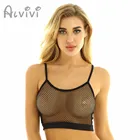 УКОРОЧЕННЫЙ ТОП alvivi Женский на бретелях, прозрачный сетчатый Бралетт, короткий топ без рукавов с открытым пупком, бра с сеткой блузка, футболка