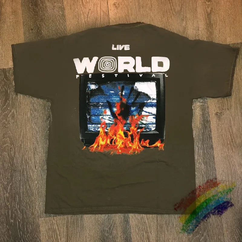 

3D Printing Travis Scott Cactus Jack Flaming TV T shirt Men Women 1:1 High-Quality T-shirt Astroworld Top Tees