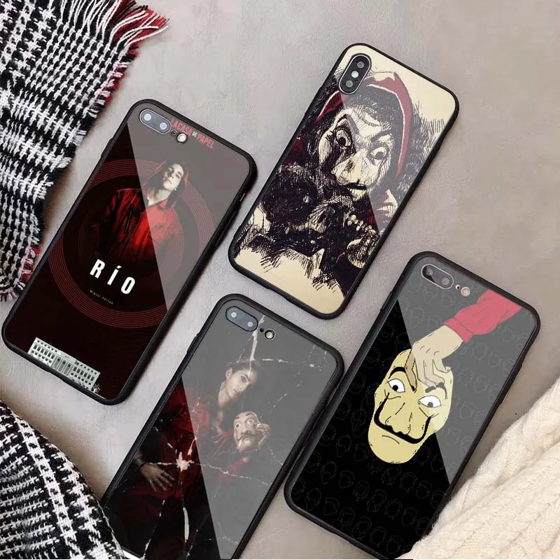 ТВ бумажный дом закаленное стекло чехол для телефона iPhone 6 6plus 7 plus 8 8plus 5 5S SE X XS XR